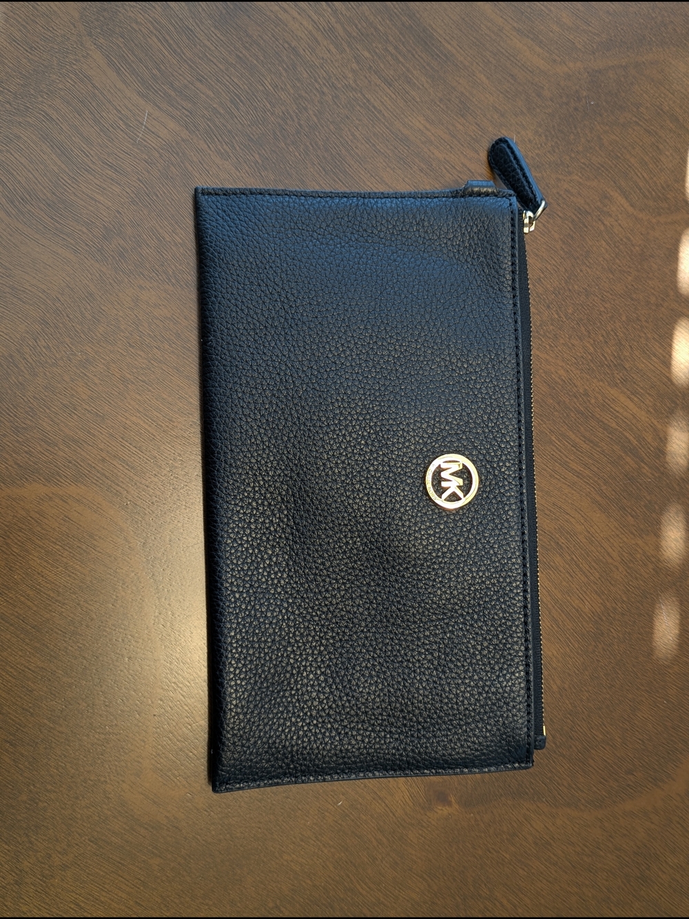 Michael Kors Black Pebbled Leather Zip Wristlet Clutch